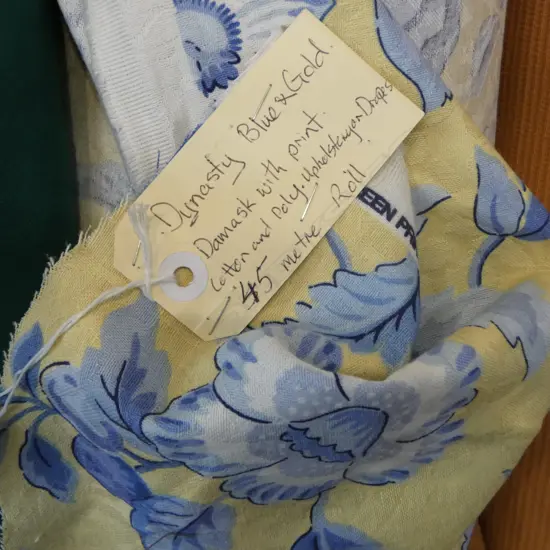 FABRIC BOLT; DYNASTY BLUE & GOLD COTTON & POLYESTER, 45M