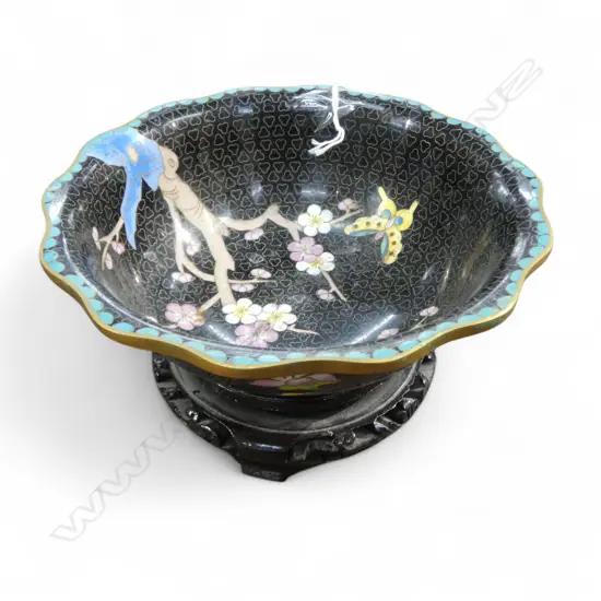 CLOISONNE BOWL ON STAND 180mm dia
