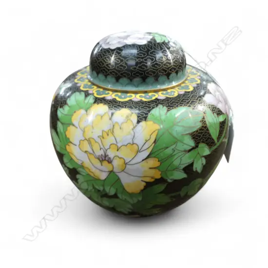 CLOISONNE LIDDED GINGER JAR H.150mm