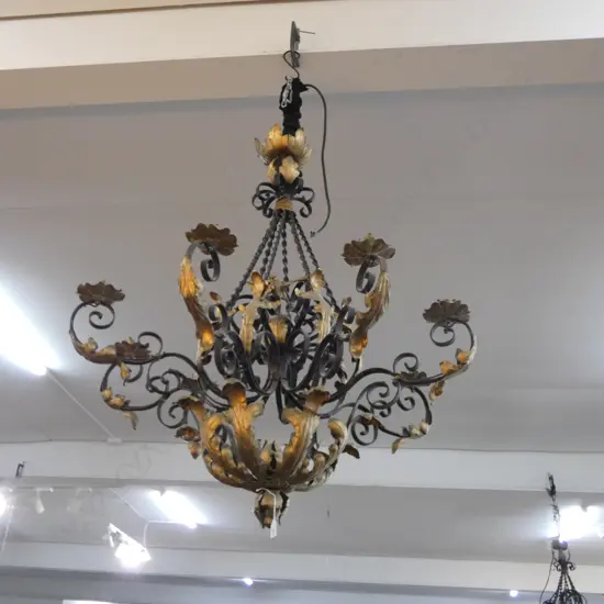 LG ORNATE WROUGHT IRON 8-BRANCH CHANDELIER, 900 x 1270mm