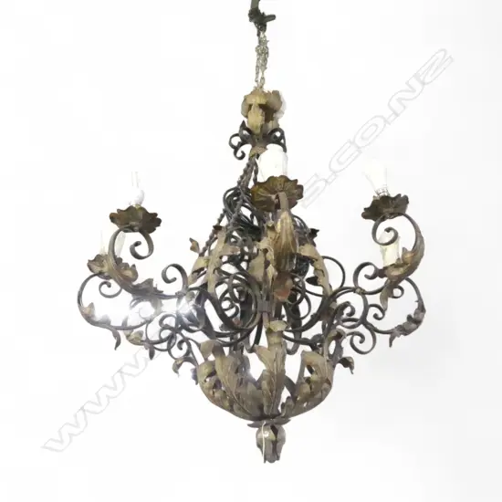 LG ORNATE WROUGHT IRON 8-BRANCH CHANDELIER, 900 x 1270mm