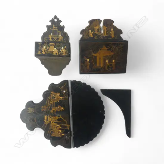 3 ORIENTAL LACQUER WALL MOUNTED PCES H.220mm
