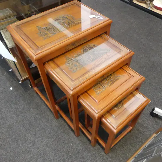 4 ORIENTAL NESTING TABLES W.510mm