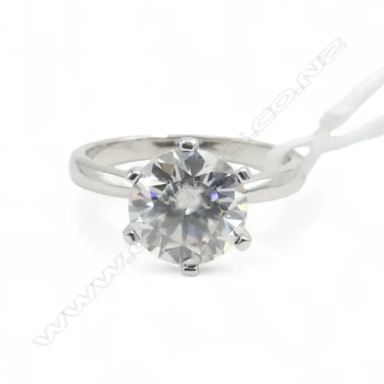 925 RING w. 3CT MOISSANITE, SIZE P1/2 + CERTIFICATE