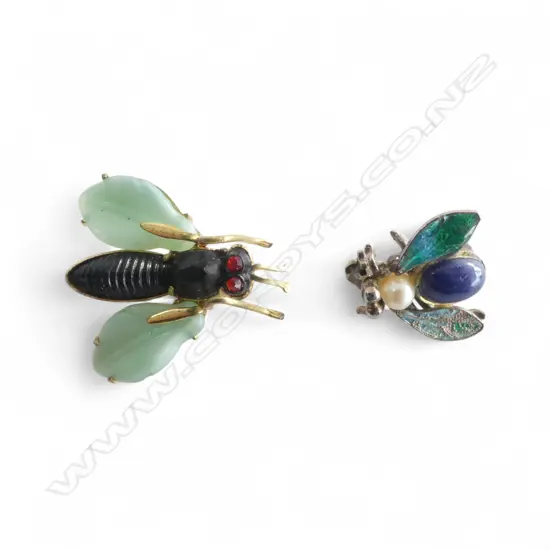 2 FLY BROOCHES; 1 800 SILVER fault to small one