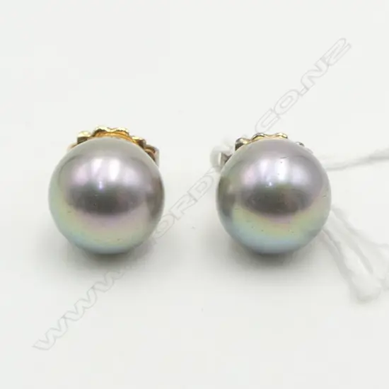 PAIR OF SILVER GILT AND FAUX TAHITIAN PEARL EARRINGS (val. $2,299)