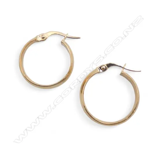 PR 9ct HOOP EARRINGS, 1.8gm
