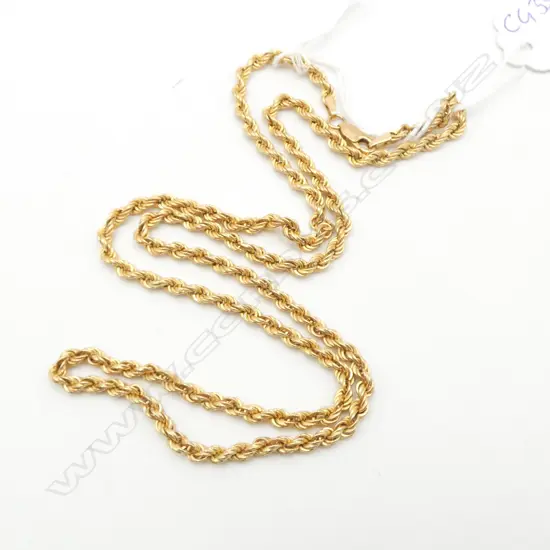 9ct YELLOW GOLD ROPE TWIST NECK CHAIN L.540mm 9.46gms