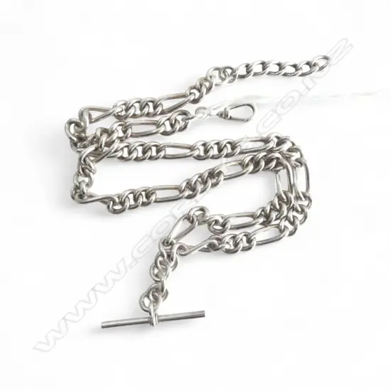 STG SILVER CURB LINK ALBERT CHAIN L.440mm 61gms