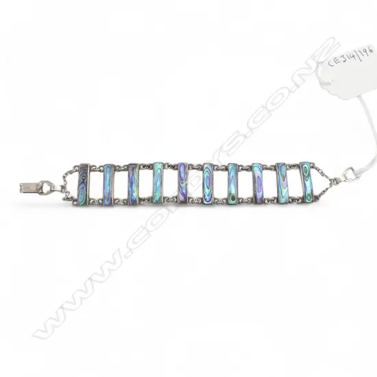 NZ S/SILVER & PAUA BRACLET 20GMS
