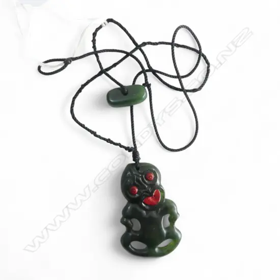 POUNAMU TIKI PENDANT NECKLACE 50x30mm