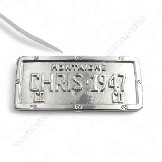CHRISTIAN DIOR by JOHN GALLIANO CADILLAC LICENSE PLATE BROOCH, SILVER PLATED