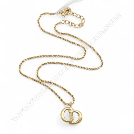 CHRISTIAN DIOR GP CD MONOGRAM PENDANT NECKLACE