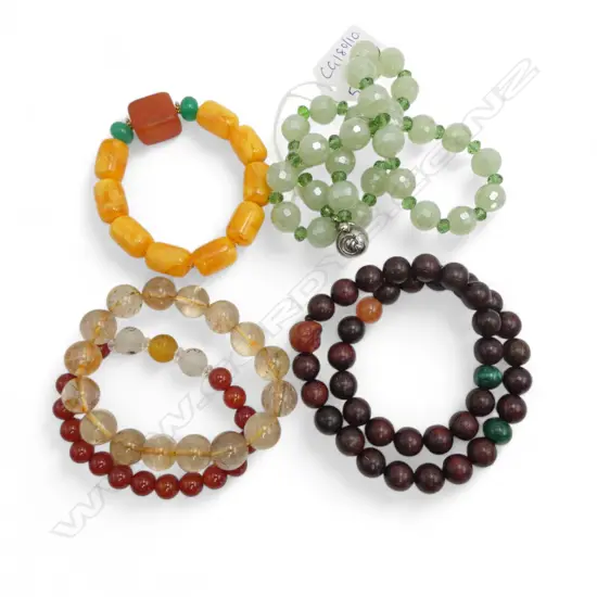 2 BEAD NECKLACES + 3 BRACELETS