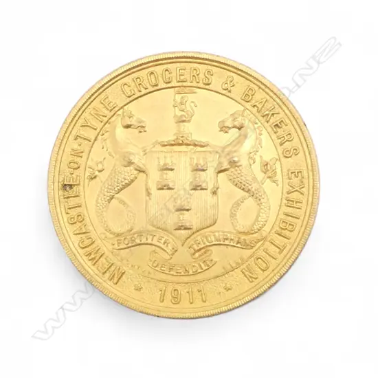 NEWCASTLE ON TYNE GROCERS & BAKERS EXHIBITION1911 GOLD (plated) MEDAL for 'WHEATMEAL BREAD'