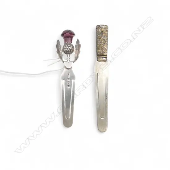 SCOTTISH THISTLE SILVER BOOKMARK Birmingham 1907 + plated bookmark  