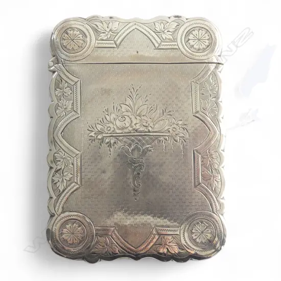 SILVER CARD CASE, SCALLOPED EDGES, BIRM. 1848, 54.67gm