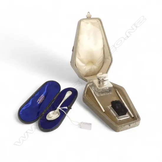 STG SILVER SPOON, 27gms + STG SILVER INK WRITING SET, BOTH CASED