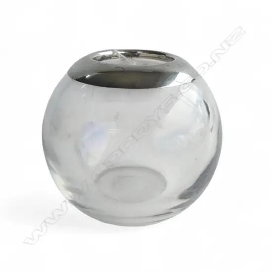 GLASS VASE w. STG SILVER RIM H.120mm