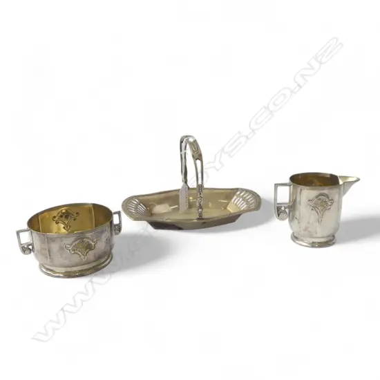 3 PCES WMF SILVER PLATE; BASKET W.180mm, JUG & BOWL