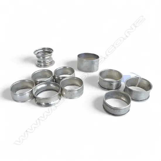 10 ASST. STG SILVER NAPKIN RINGS 131gms