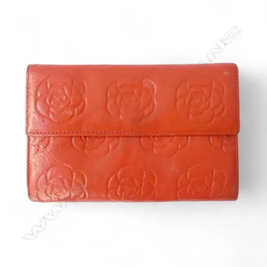 RED CHANEL LADIES WALLET rose embossed