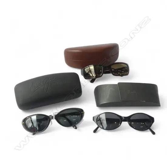3 PRS SUNGLASSES, 2 MAUI JIM, 1 CK, ALL CASED