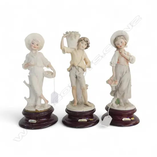 3 GIUSEPPE ARMANI for CAPODIMONTE PORCELAIN FIGURINES, H.270mm