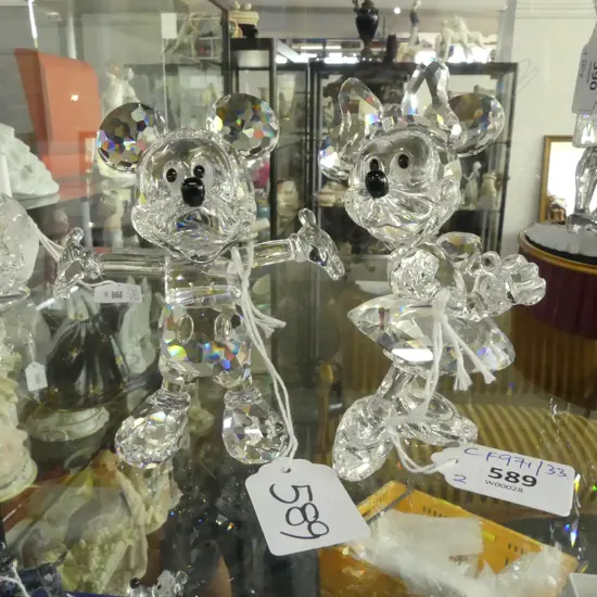 SWAROVSKI MICKEY H.95mm & MINNIE MOUSE H.110mm, both boxed