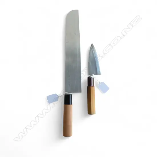2 JAPANESE CHEF'S KNIVES, USUBA & PARING, L.400 & 220mm