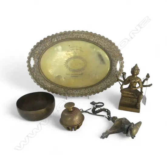 ORIENTAL TRAY L350MM SHIVA FIG H140 OIL BURNER BOWL & BELL
