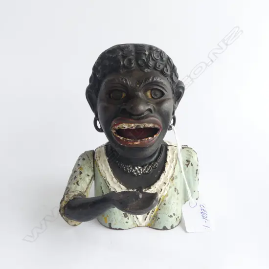 1911 patent CAST IRON DINAH MONEY BANK by John Harper & Co. Note: No base plate