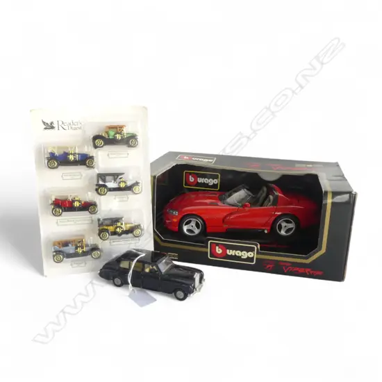 MODEL CARS; BURAGO DODGE VIPER, DINKY ROLLS ROYCE, 6 PACK