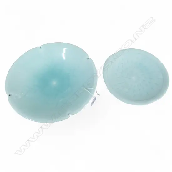 Greg Barron sculpted porcelain celadon glazed dish,