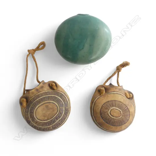 3 NZ STUDIO POTTERY WALL POCKETS 1 SIGNED