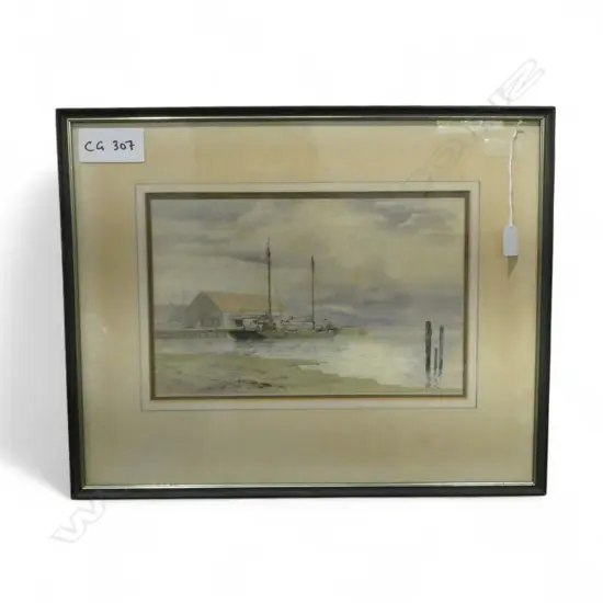 RIX CARLTON, SAILING SHIP AT WHARF, WC 220x345mm