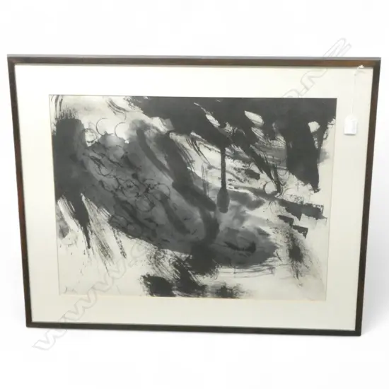 KAWANISHI HIDE (JAPAN 1894-1965) BLACK ABSTRACT, INK ON PAPER '60 460x600mm