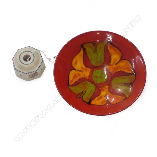 POOLE DISH 256mm dia & INK WELL 90mm dia