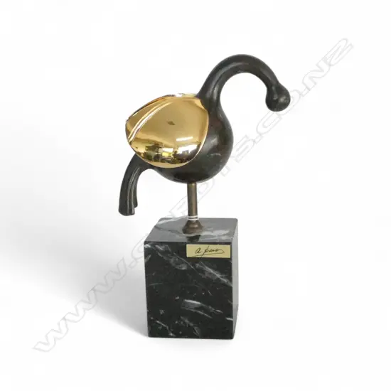 METAL ABSTRACT BIRD SCULPTURE ON MARBLE BASE H.220mm