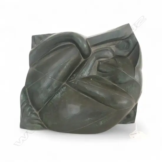 BRONZED PLASTER cubist CAT SCULPTURE by BRIAN JONES. Monogrammed & dated '92 Ed.6/20. 250x185x90mm 2 tiny frits