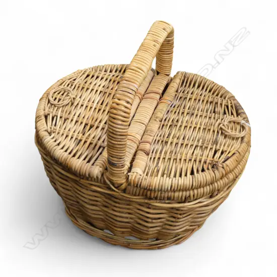 WOVEN CANE PICNIC BASKET W.480mm