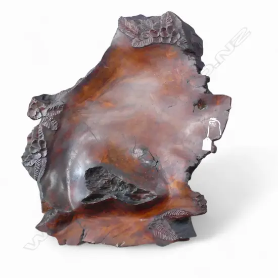 SWAMP KAURI CARVED BOWL natural edge. Signed 'WHITTLERS WHITIANGA'. 750 X 600mm