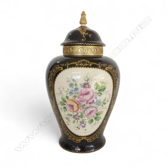 TALL LIMOGE LIDDED URN VASE, H.360mm