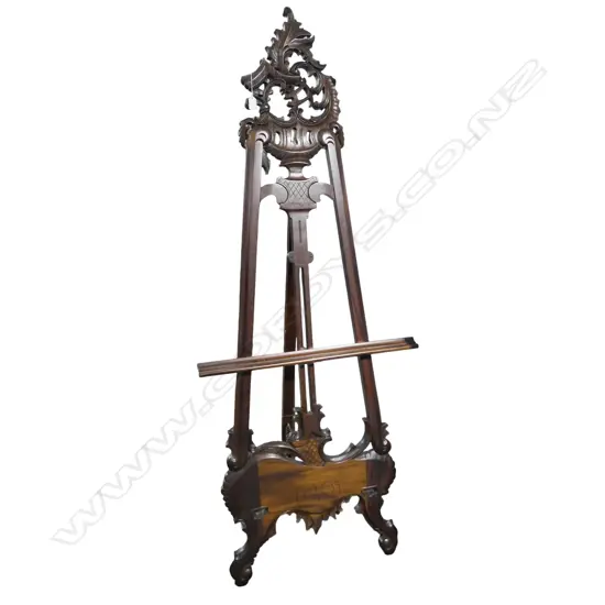 A LARGE CARVED MAHOGONY EASEL 1900mm (H)