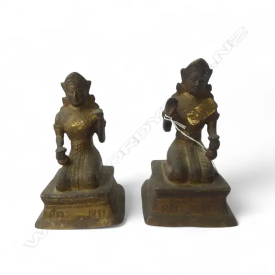 2 THAI NANG KWAK GILT METAL STATUES H.200mm