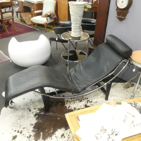 BLACK LEATHER LC4 RECLINER L.1600mm SOME WEAR