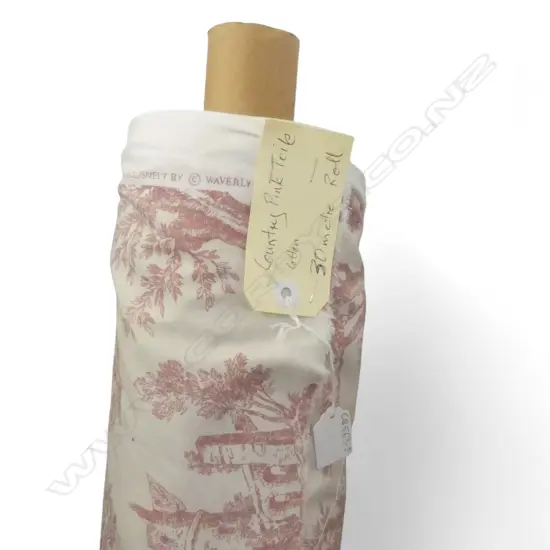 FABRIC BOLT; COUNTRY PINK TOILE, COTTON, 30M