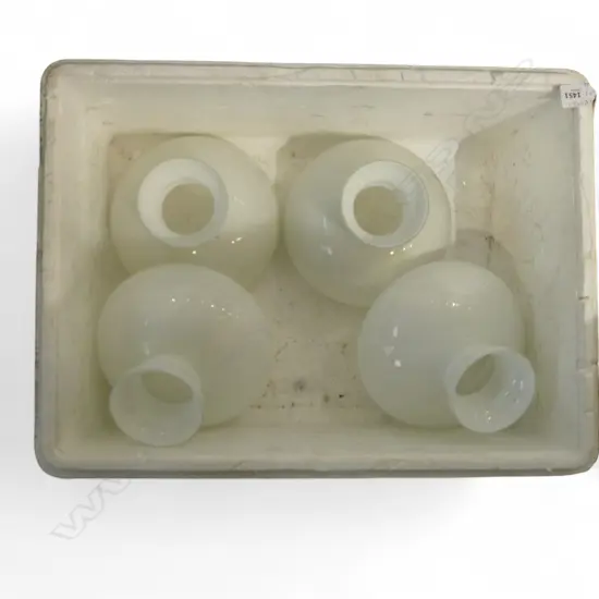 4 WHITE GLASS LIGHT SHADES chips