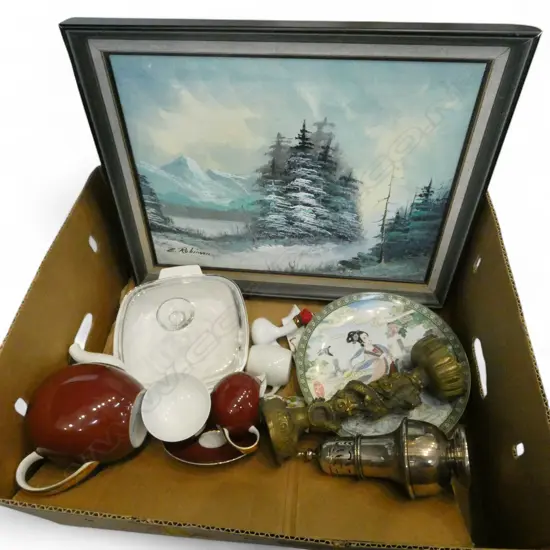 ASST. ITEMS; ORIENTAL, E. ROBINSON SNOWY LANDSCAPE OIL ETC