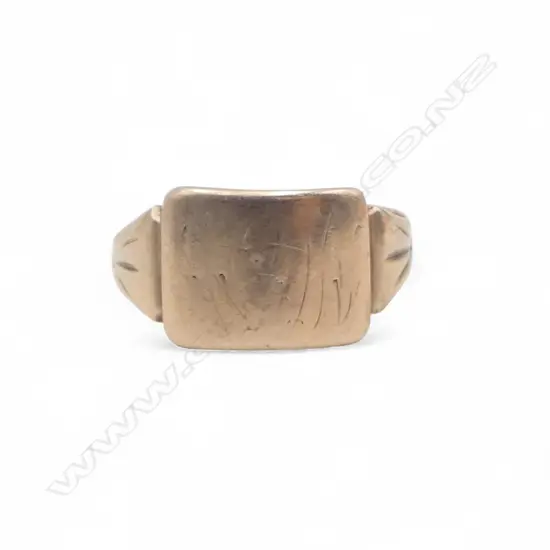 9CT ROSE GOLD SIGNET RING 2.4gms with valuation SIZE L (split in bottom of shank)